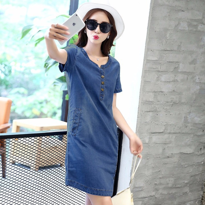 ĐẦM JEAN SUÔNG XẺ TÀ ĐÍNH 3 NGÔI SAO